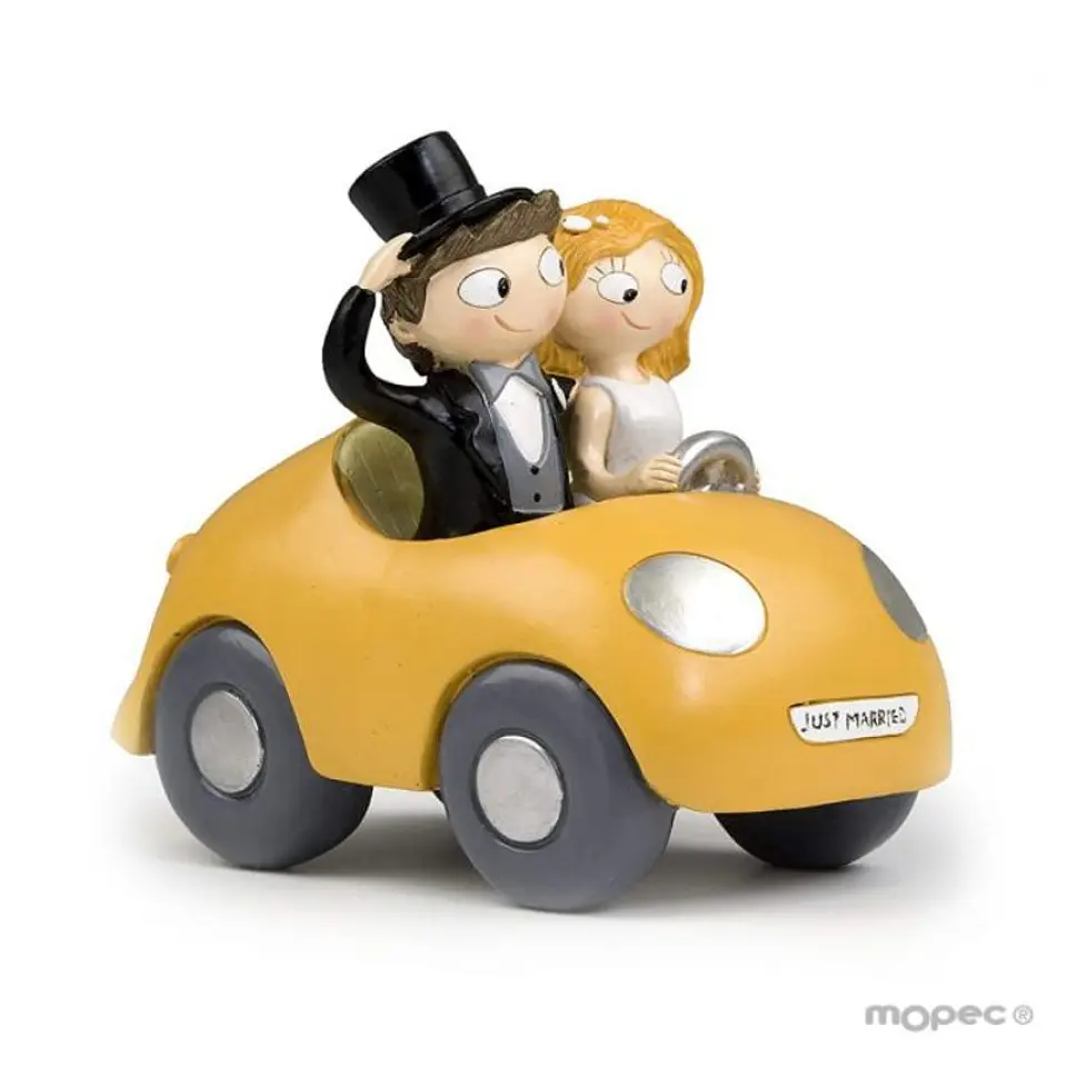 Figura para Bolo Noivos Carro Amarello 1