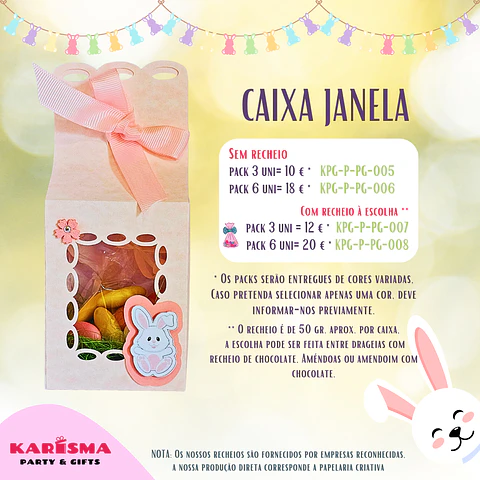 Caixa Janela Páscoa. Pack 3 sem recheio