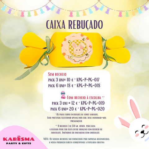 Caixa reboçado Páscoa. Pack 3 sem recheio