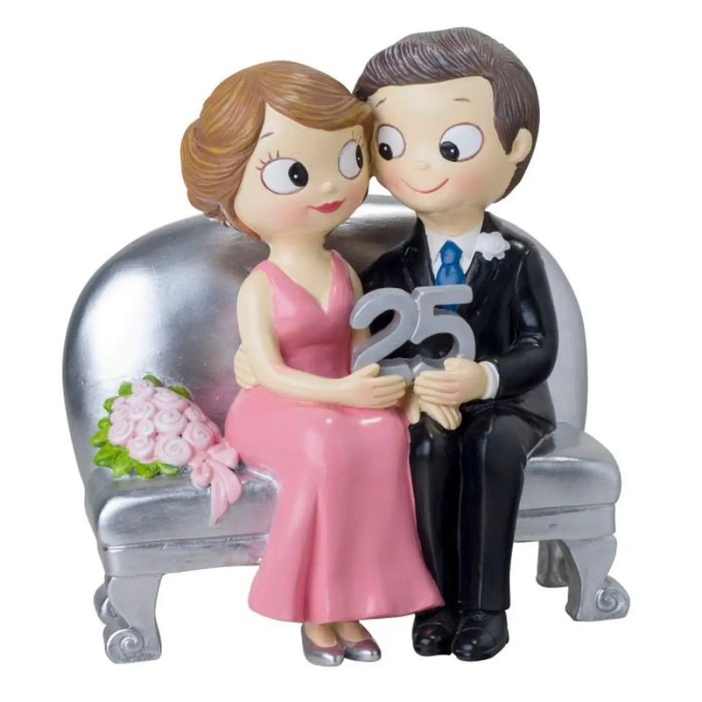 Figura para Bolo Bodas de Prata em rosa 1