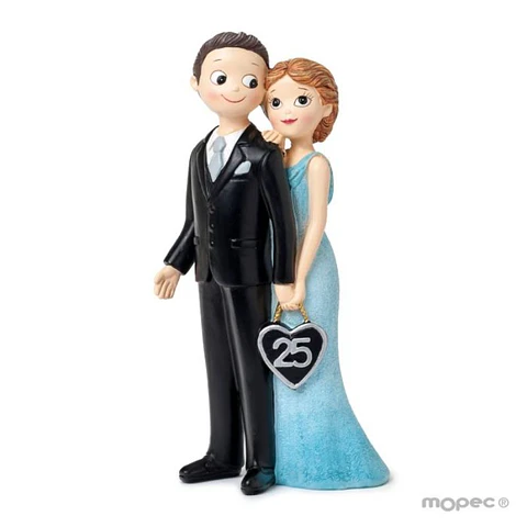 Figura para Bolo Bodas de Prata em azul