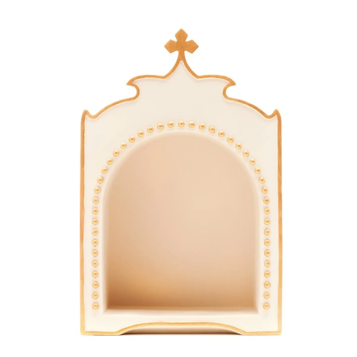 Oratório pérola e dourado, com cruz 1