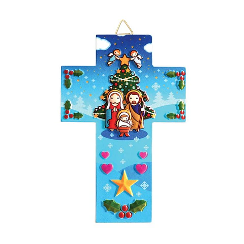 Cruz 3D Motivos Natal, resina