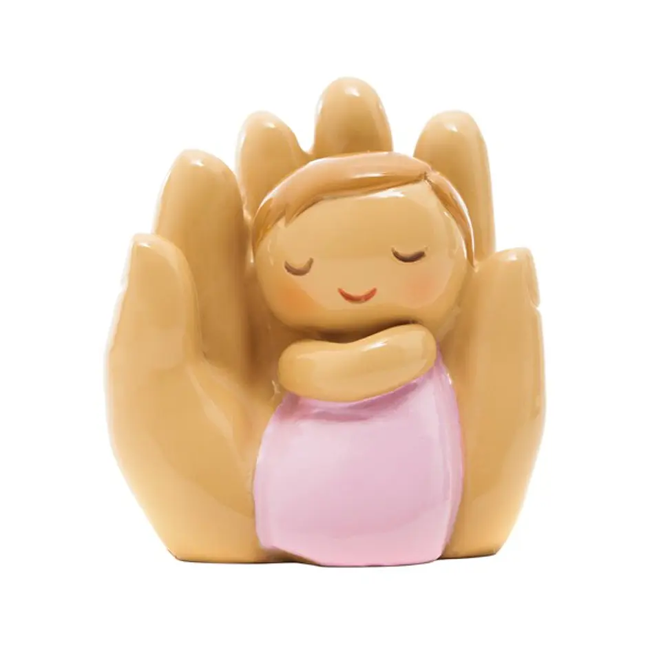Anjo Protector, bebé na mão, pequeno (roupa rosa) 1