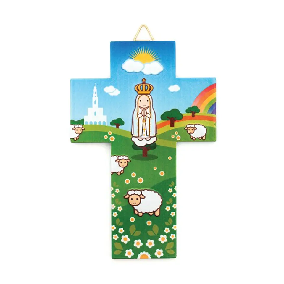 Cruz 3D Nossa Senhora de Fátima, resina 1