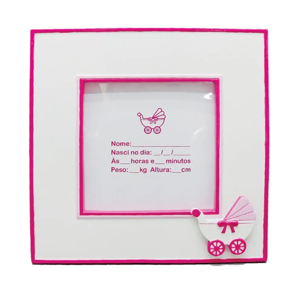 Moldura rosa, c/carrinho bebé 1