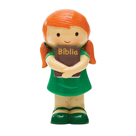 Menina com Bíblia, vestido verde