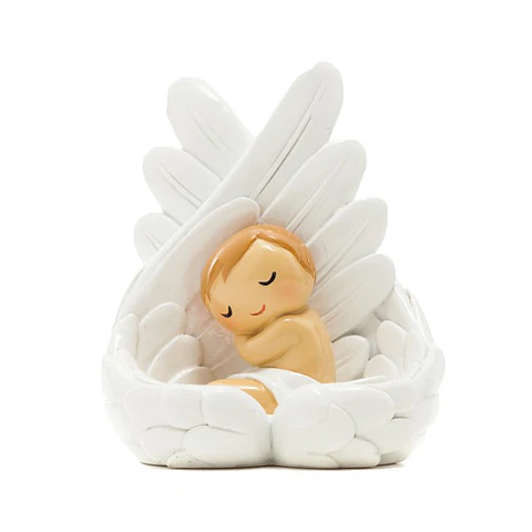 Anjo Protector deitado em penas