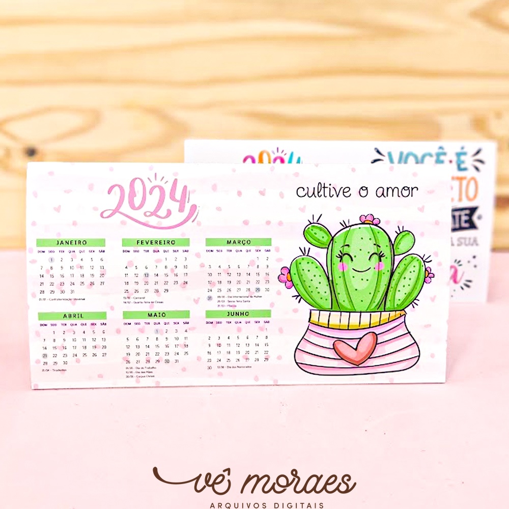 ARQUIVO DE CORTE COMBO CALENDÁRIO DE MESA 2024 VÊ MORAES