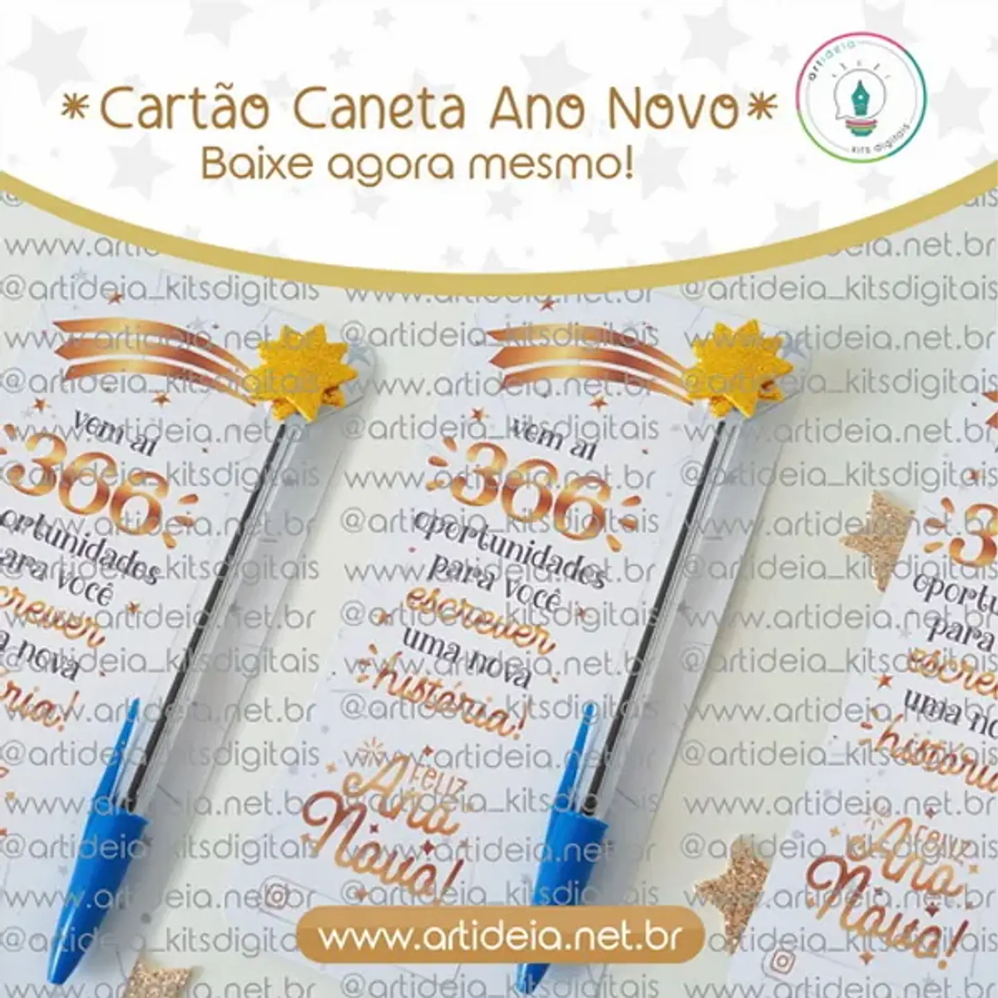ARQUIVO DE CORTE CARTÃO CANETA ANO NOVO - ART IDEIA 1