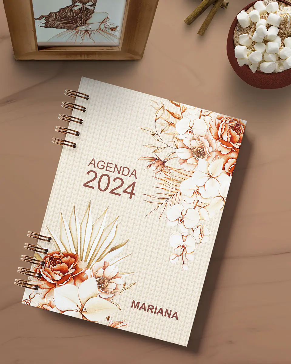 ARQUIVO ENCADERNAÇÃO AGENDA FLORAL BOHO 2024 2DPP - BICHO DE PAPEL 4