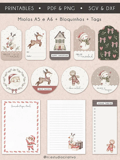 ARQUIVO DE CORTE PRINTABLES NATAL MÁGICO - NI ESTUDIO