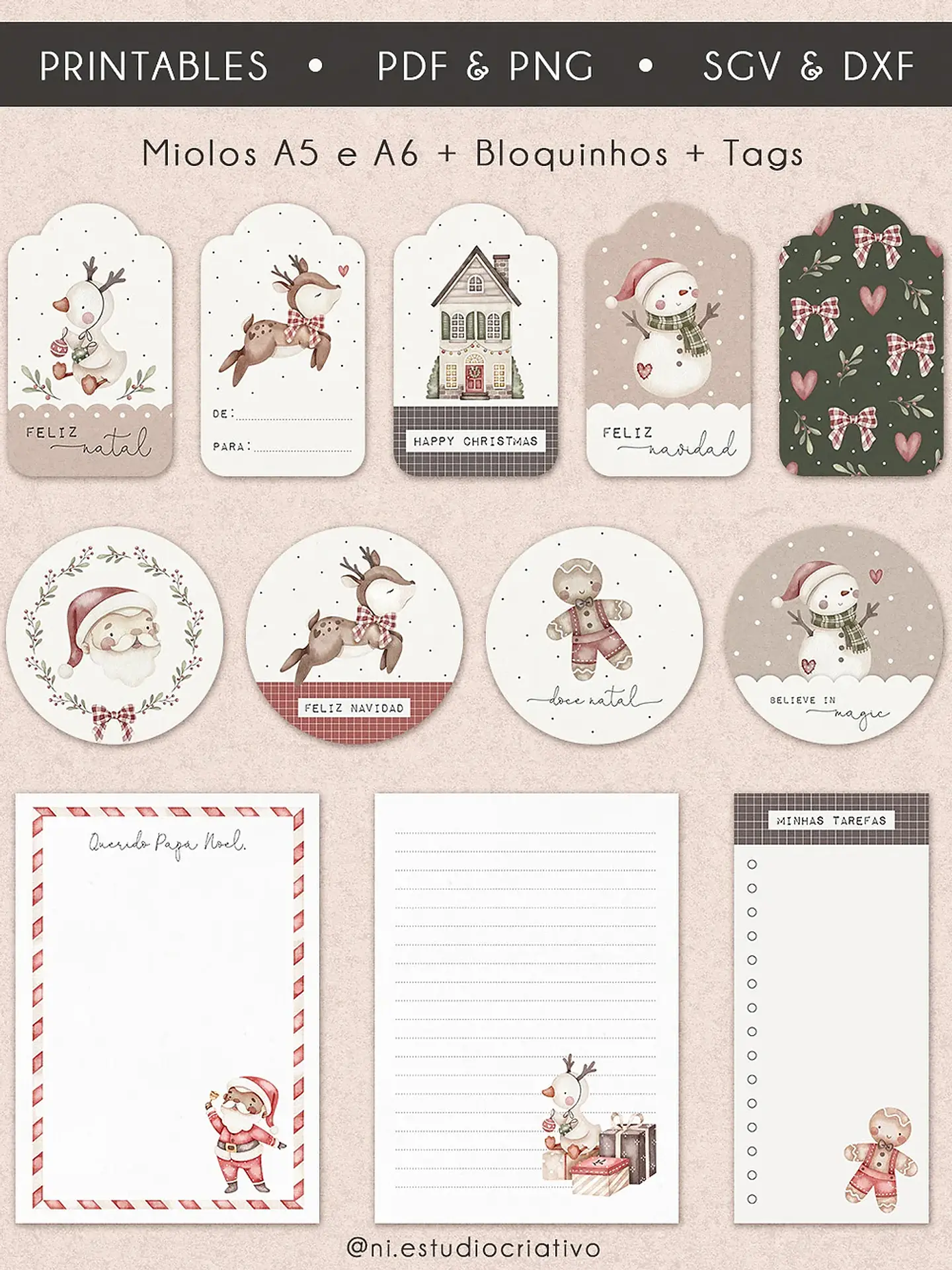 ARQUIVO DE CORTE PRINTABLES NATAL MÁGICO - NI ESTUDIO 1