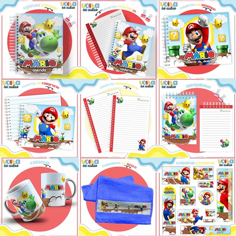ARQUIVO ENCADERNAÇÃO KIT ESCOLAR SUPER MARIO - LINA CRIATIVA 1