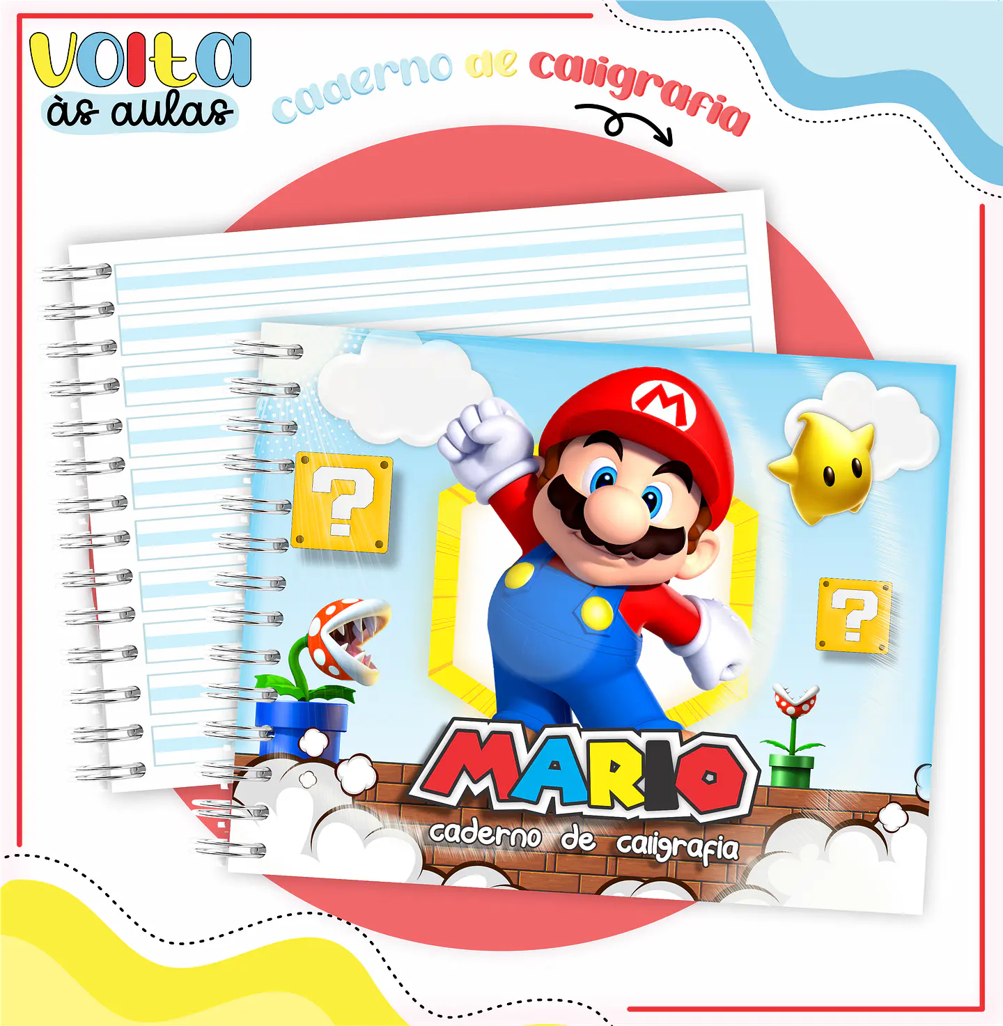 ARQUIVO ENCADERNAÇÃO KIT ESCOLAR SUPER MARIO - LINA CRIATIVA 3