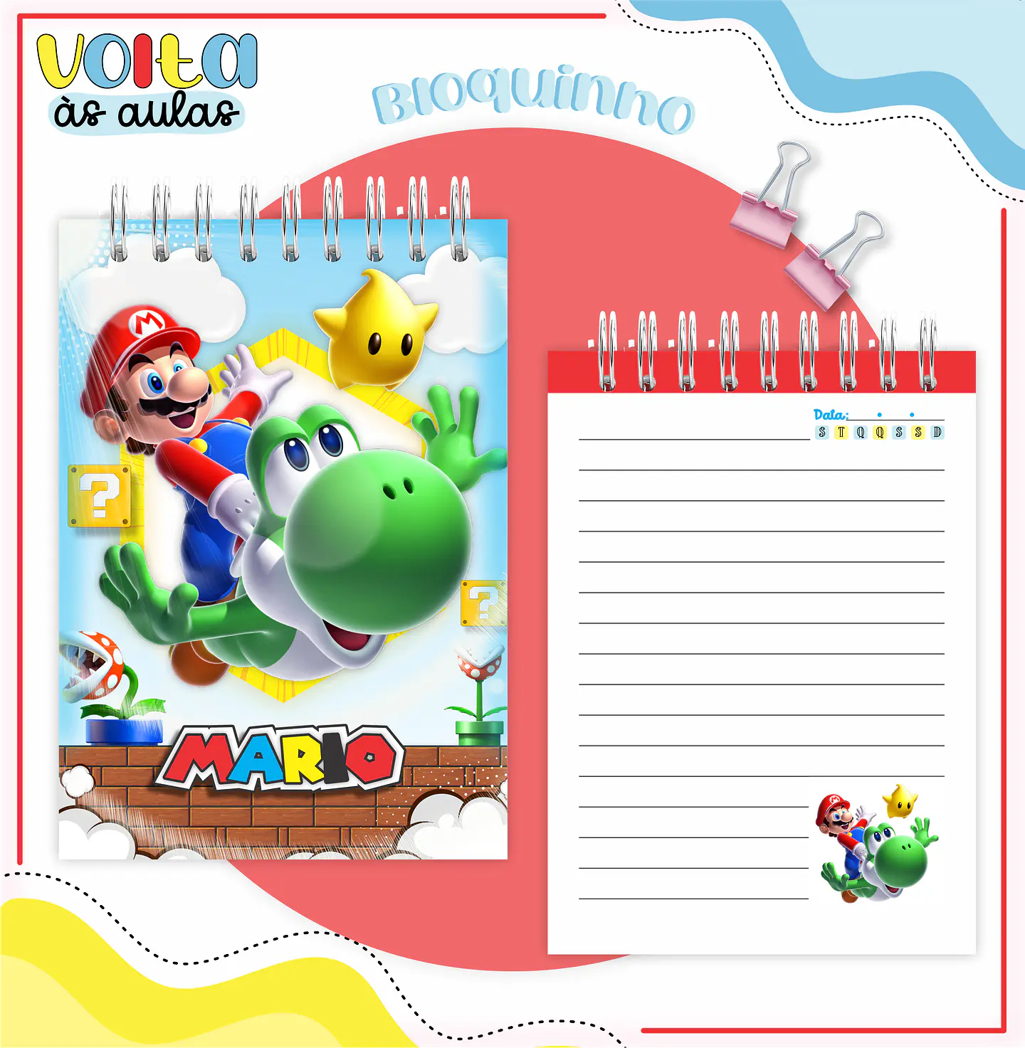 ARQUIVO ENCADERNAÇÃO KIT ESCOLAR SUPER MARIO - LINA CRIATIVA 6