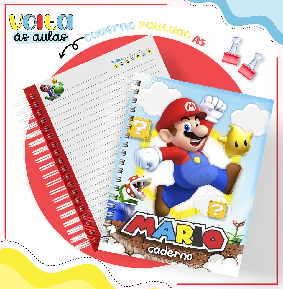 ARQUIVO ENCADERNAÇÃO KIT ESCOLAR SUPER MARIO - LINA CRIATIVA 12