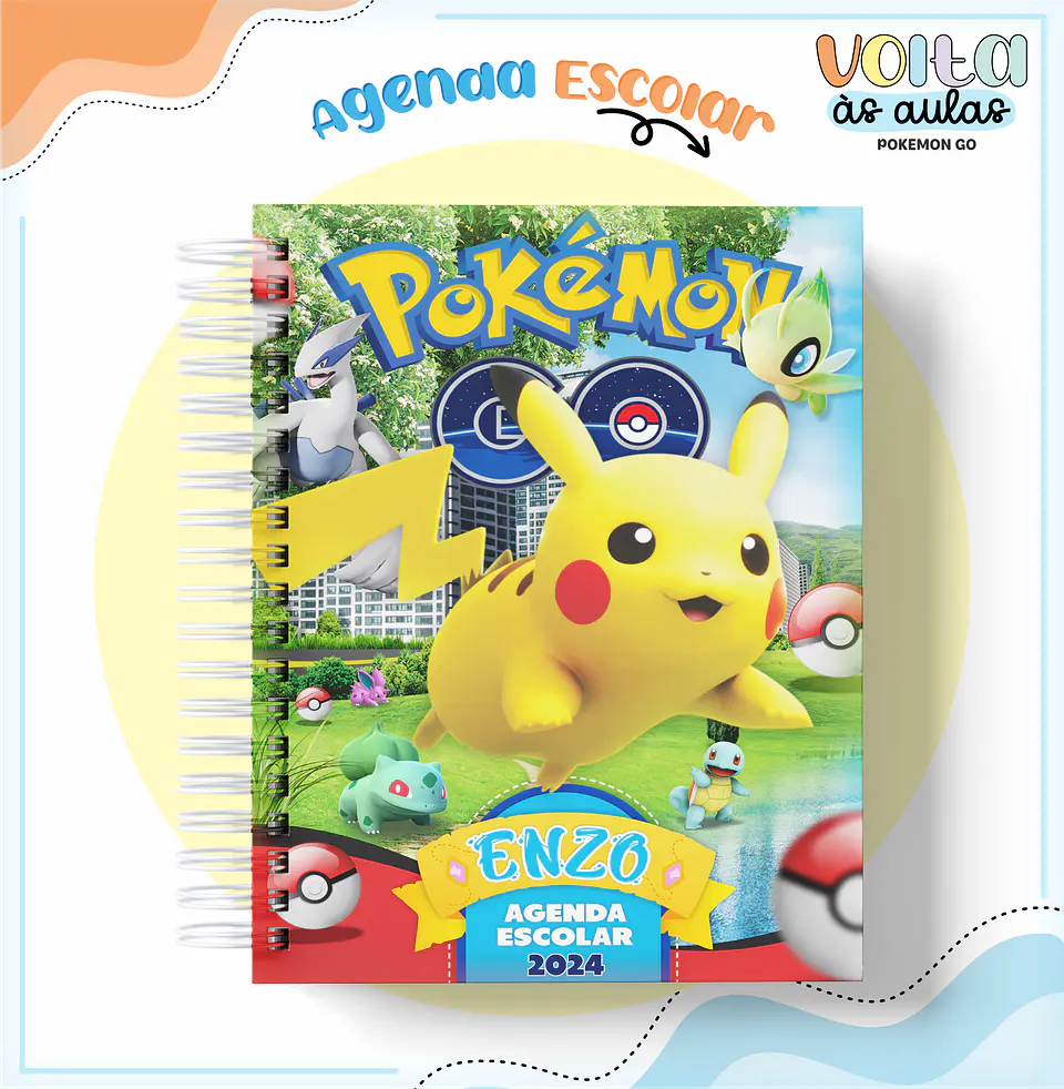 ARQUIVO ENCADERNAÇÃO KIT ESCOLAR POKEMON GO - LINA CRIATIVA 2