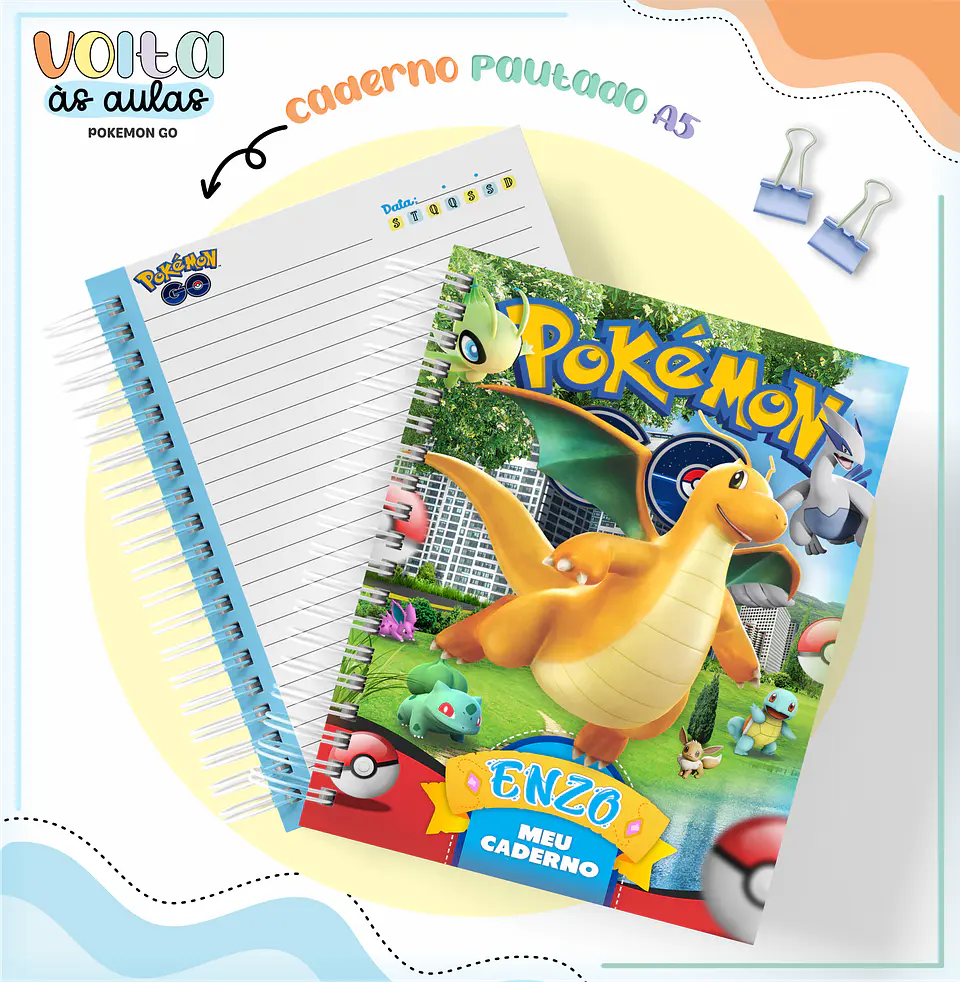 ARQUIVO ENCADERNAÇÃO KIT ESCOLAR POKEMON GO - LINA CRIATIVA 3