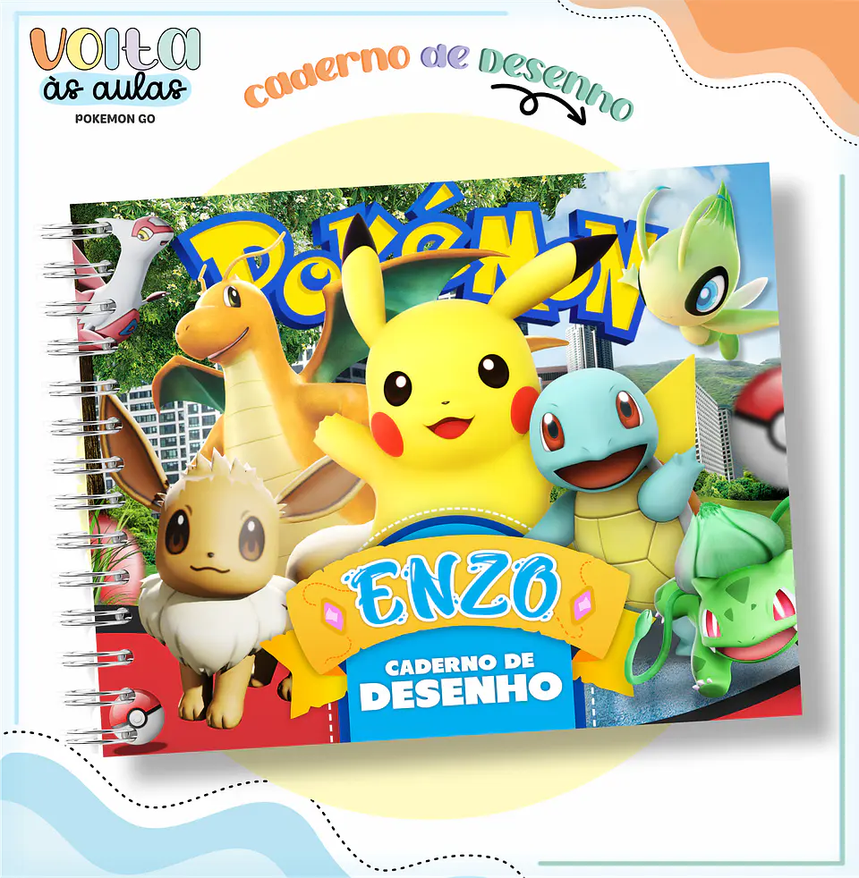 ARQUIVO ENCADERNAÇÃO KIT ESCOLAR POKEMON GO - LINA CRIATIVA 5