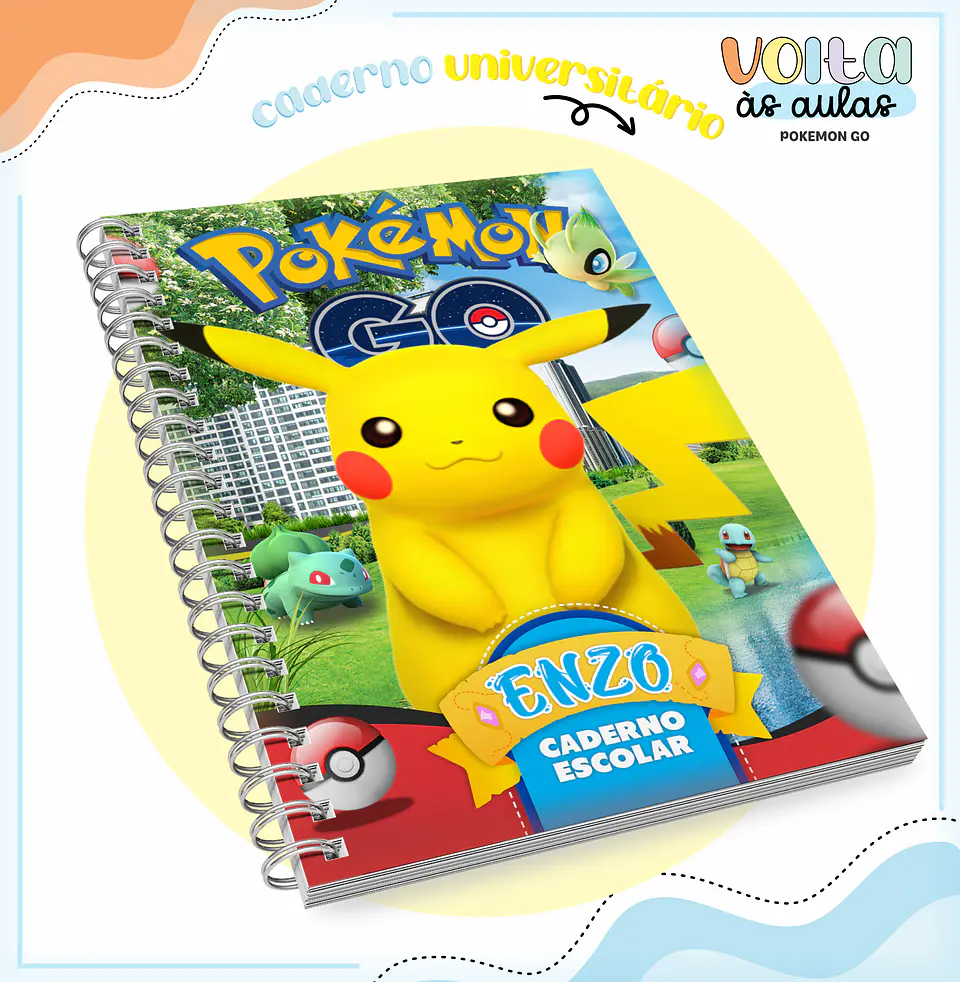 ARQUIVO ENCADERNAÇÃO KIT ESCOLAR POKEMON GO - LINA CRIATIVA 8