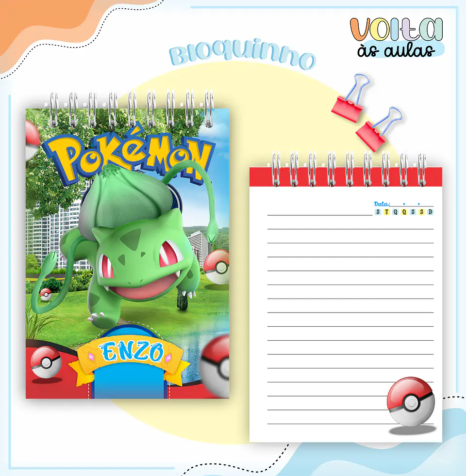 ARQUIVO ENCADERNAÇÃO KIT ESCOLAR POKEMON GO - LINA CRIATIVA 9