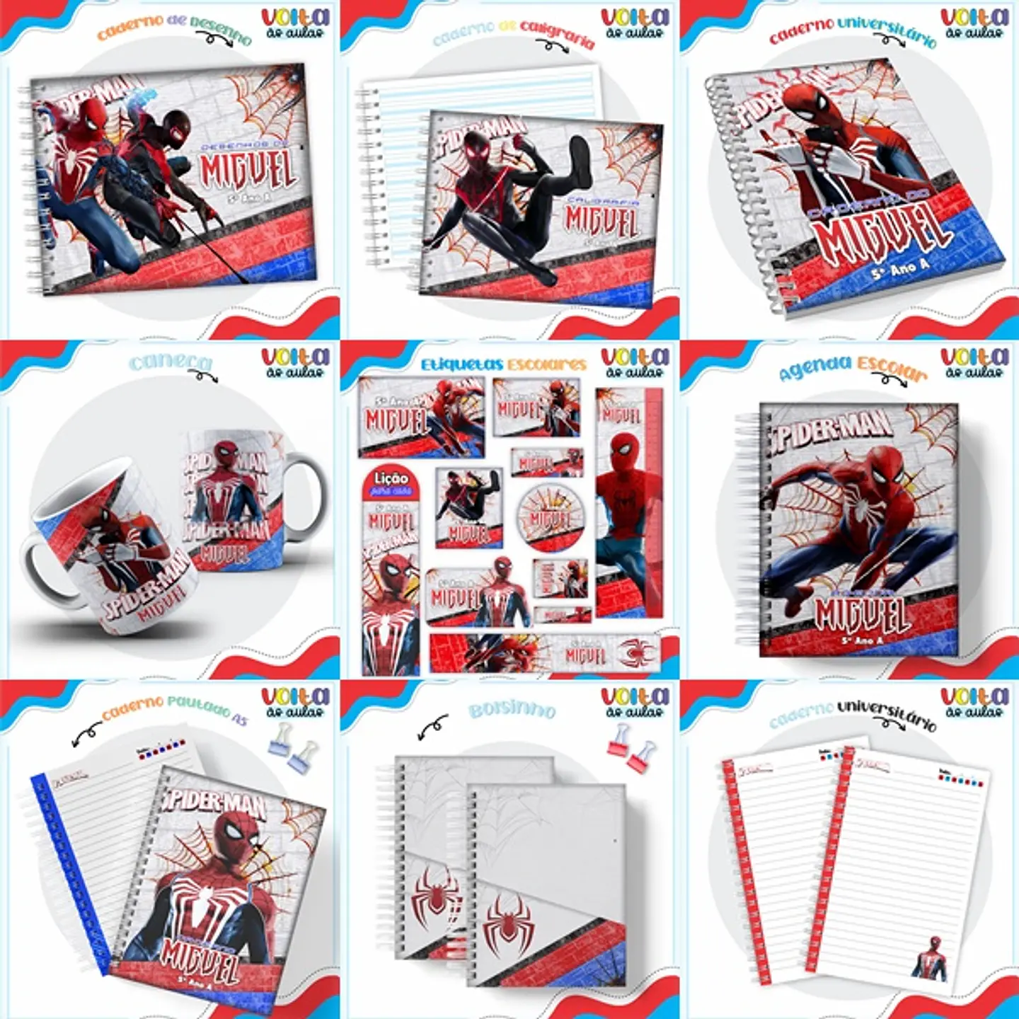 ARQUIVO ENCADERNAÇÃO KIT ESCOLAR HOMEM ARANHA - LINA CRIATIVA 1
