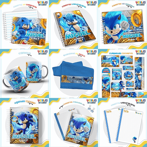 ARQUIVO ENCADERNAÇÃO KIT ESCOLAR SONIC - LINA CRIATIVA