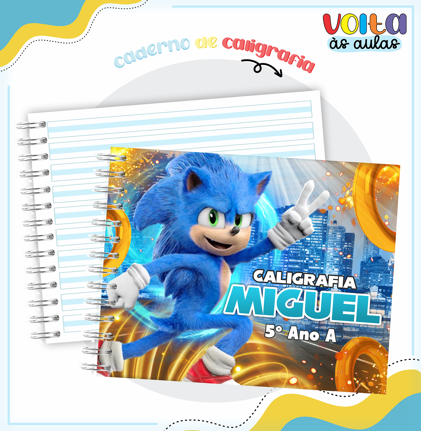 ARQUIVO ENCADERNAÇÃO KIT ESCOLAR SONIC - LINA CRIATIVA 6