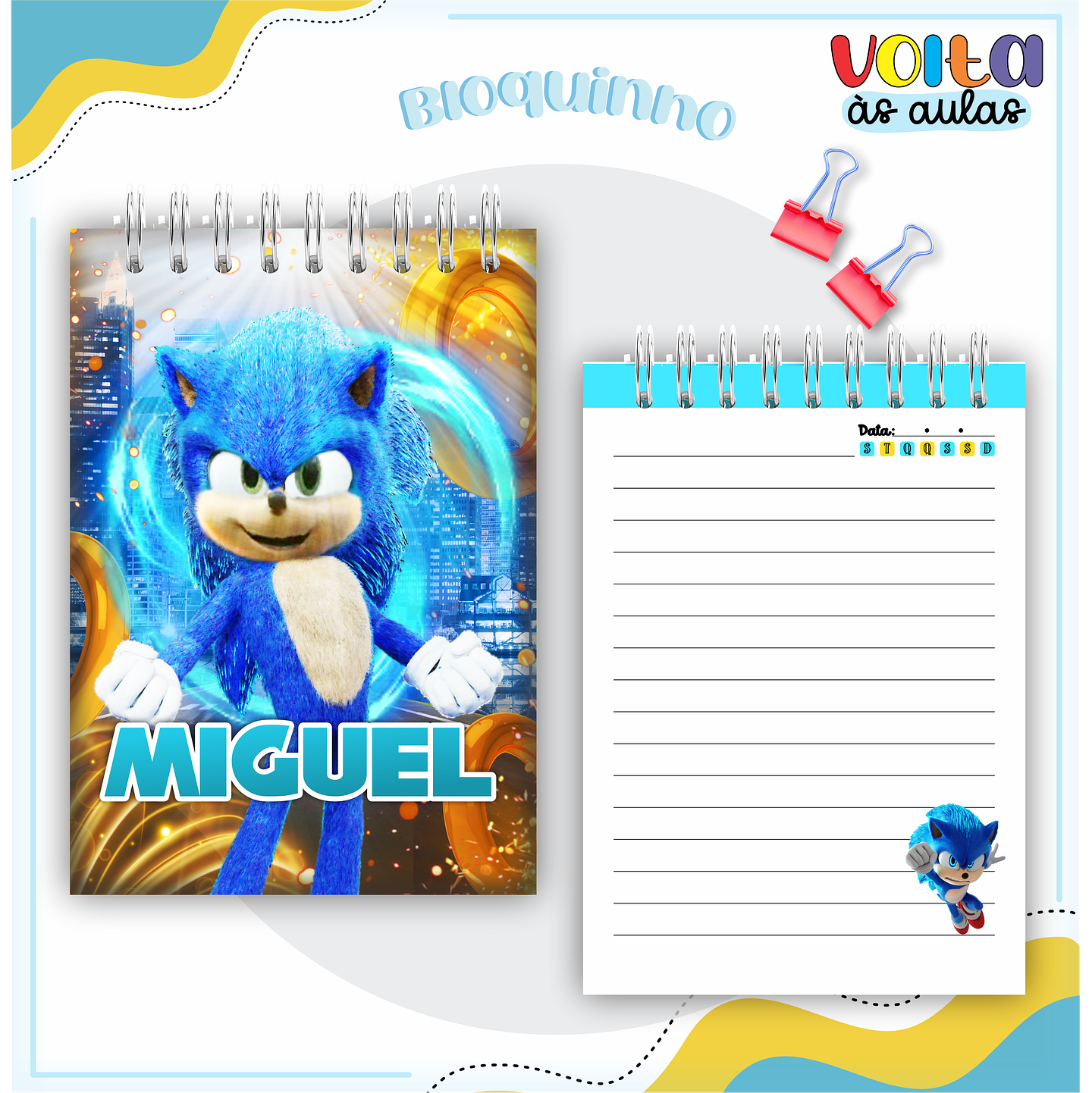 ARQUIVO ENCADERNAÇÃO KIT ESCOLAR SONIC - LINA CRIATIVA 9