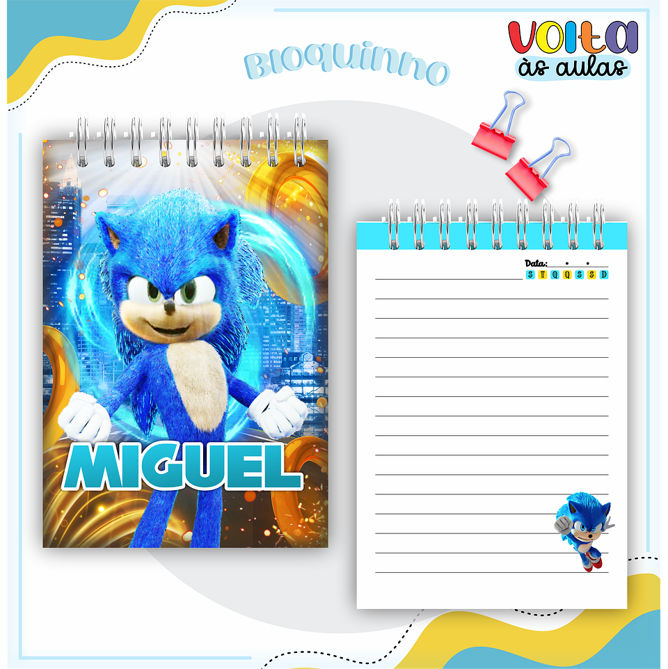 ARQUIVO ENCADERNAÇÃO KIT ESCOLAR SONIC - LINA CRIATIVA 9