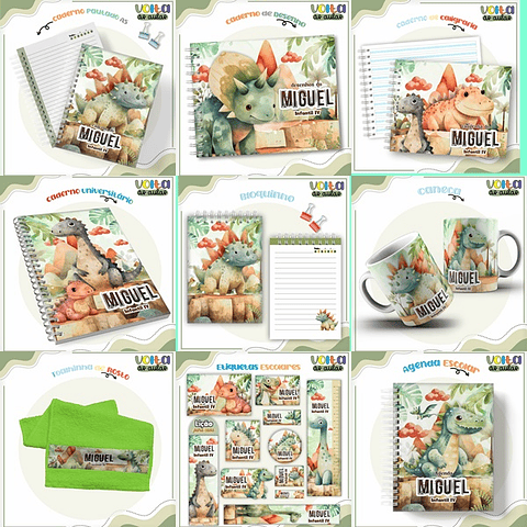 ARQUIVO ENCADERNAÇÃO KIT ESCOLAR DINOSSAUROS - LINA CRIATIVA