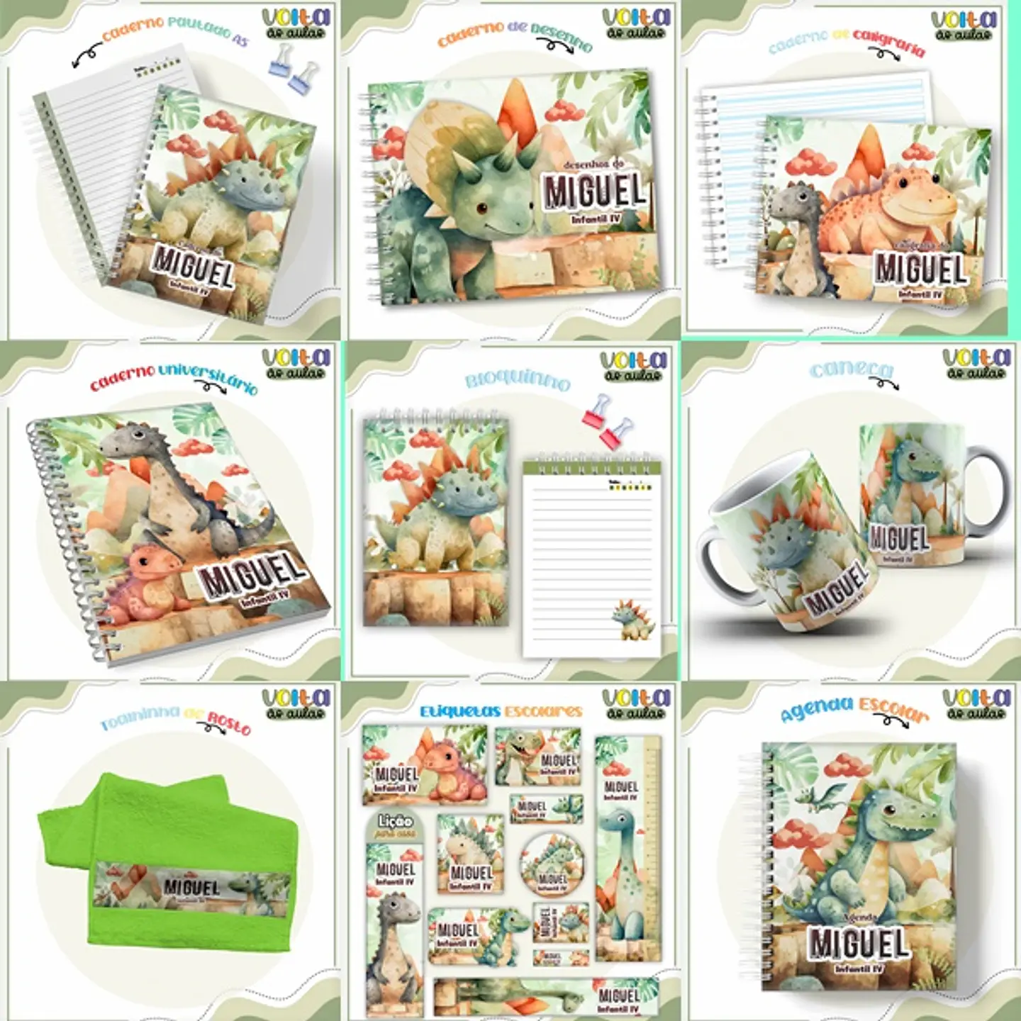 ARQUIVO ENCADERNAÇÃO KIT ESCOLAR DINOSSAUROS - LINA CRIATIVA 1