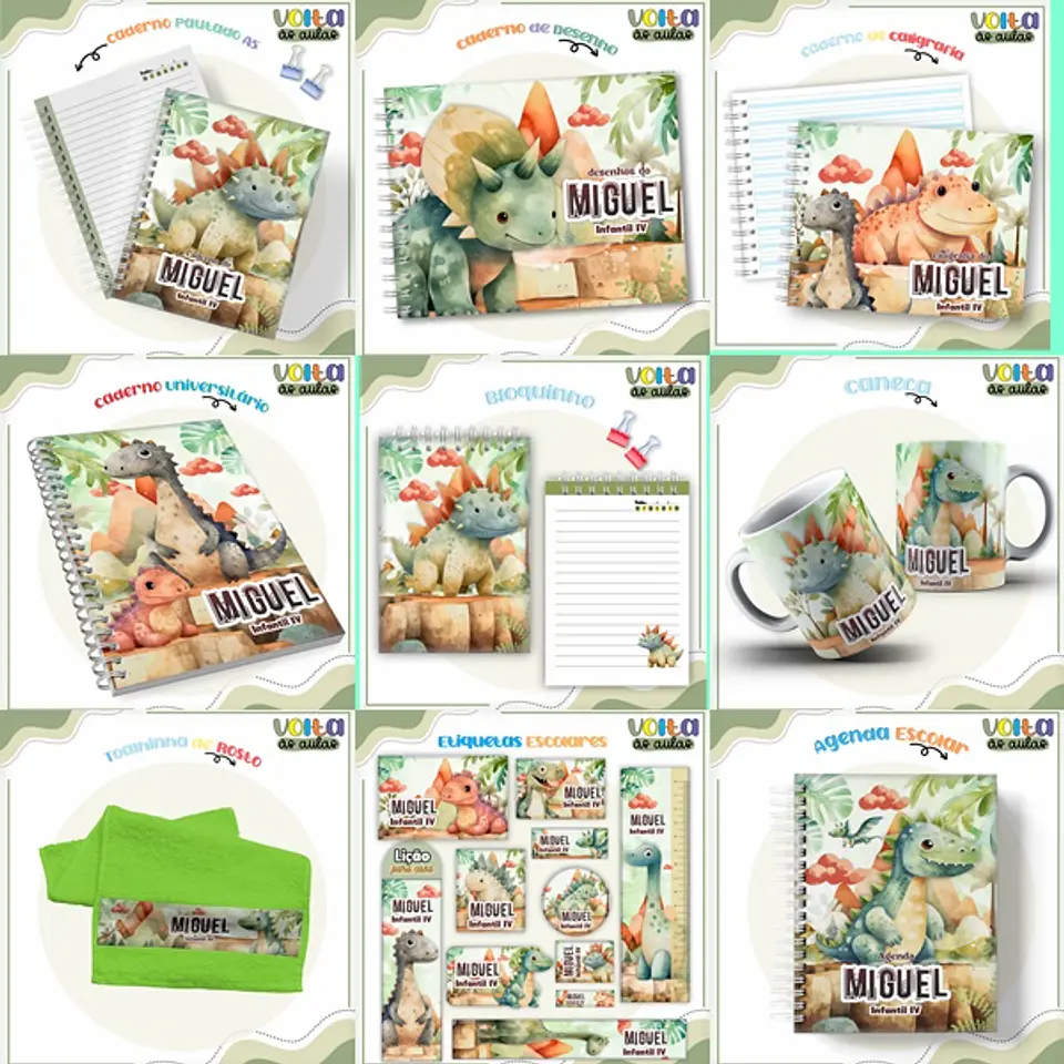 ARQUIVO ENCADERNAÇÃO KIT ESCOLAR DINOSSAUROS - LINA CRIATIVA 1