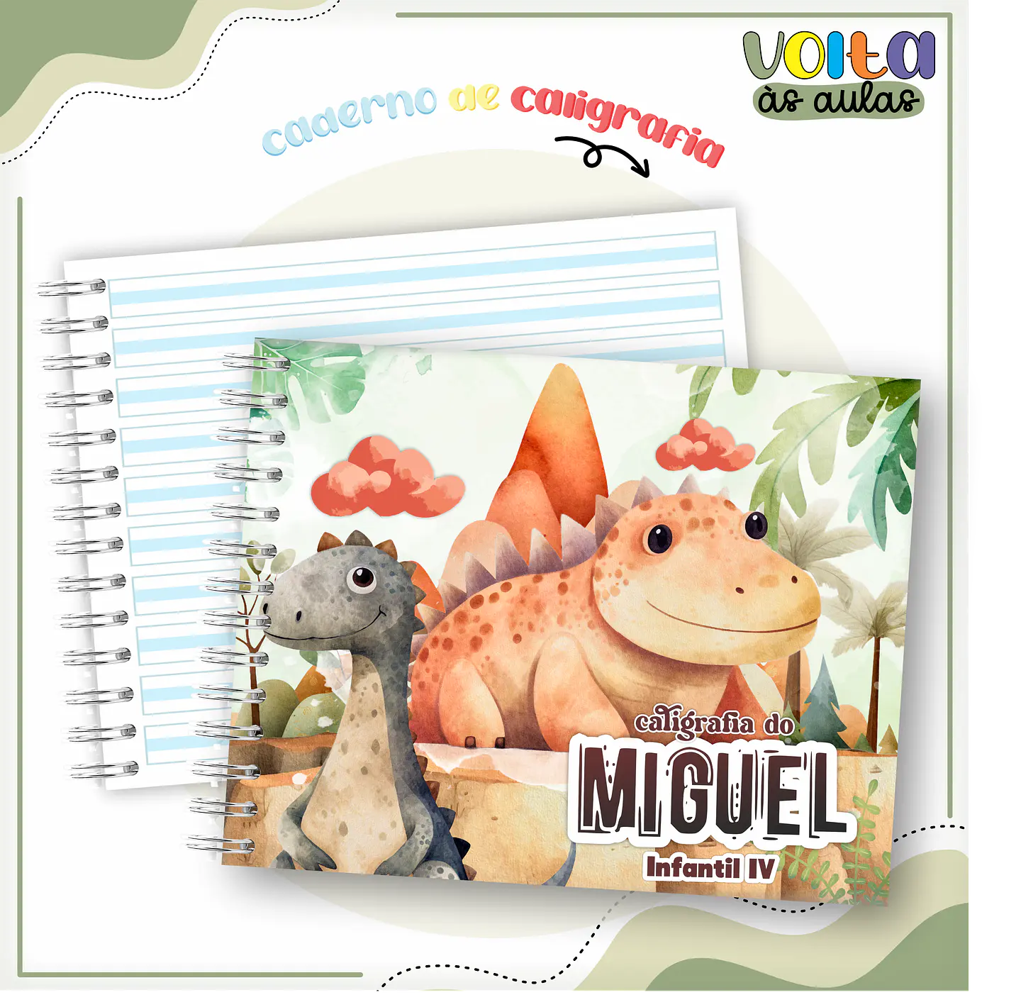ARQUIVO ENCADERNAÇÃO KIT ESCOLAR DINOSSAUROS - LINA CRIATIVA 4