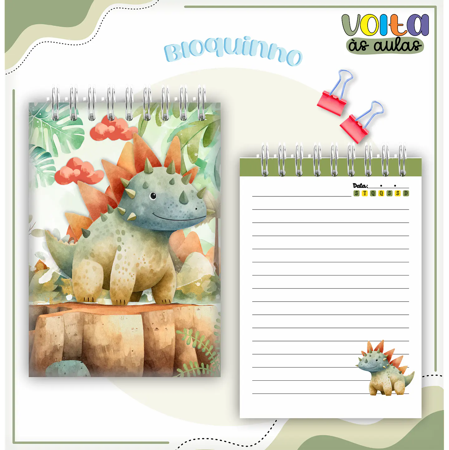 ARQUIVO ENCADERNAÇÃO KIT ESCOLAR DINOSSAUROS - LINA CRIATIVA 7