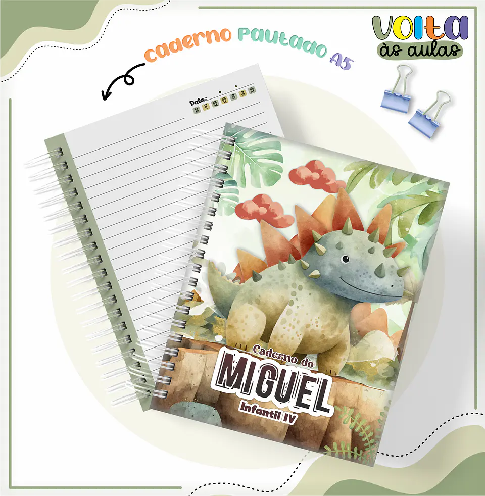 ARQUIVO ENCADERNAÇÃO KIT ESCOLAR DINOSSAUROS - LINA CRIATIVA 13