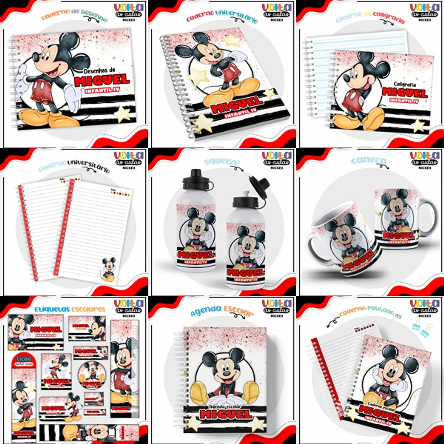 ARQUIVO ENCADERNAÇÃO KIT ESCOLAR MICKEY - LINA CRIATIVA 1