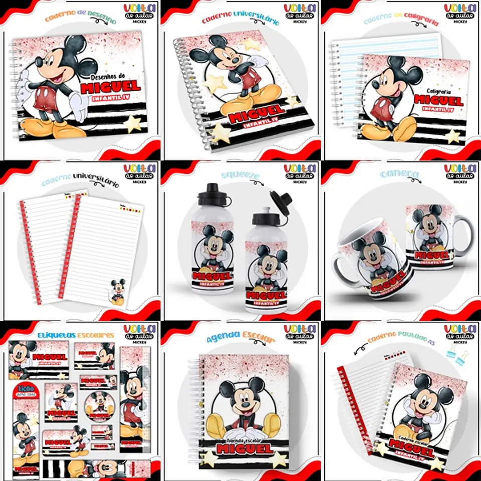 ARQUIVO ENCADERNAÇÃO KIT ESCOLAR MICKEY - LINA CRIATIVA 1