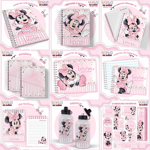 ARQUIVO ENCADERNAÇÃO KIT ESCOLAR MINNIE ROSA - LINA CRIATIVA