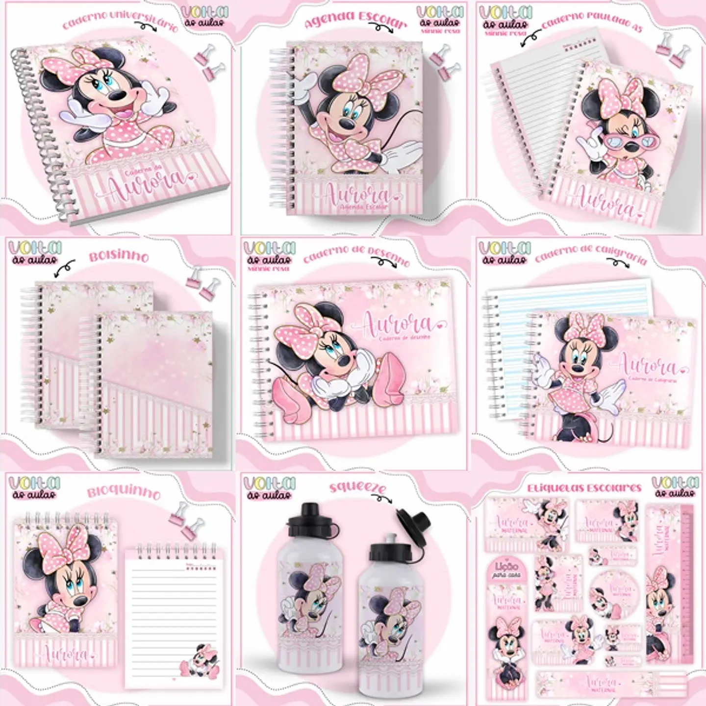 ARQUIVO ENCADERNAÇÃO KIT ESCOLAR MINNIE ROSA - LINA CRIATIVA 1
