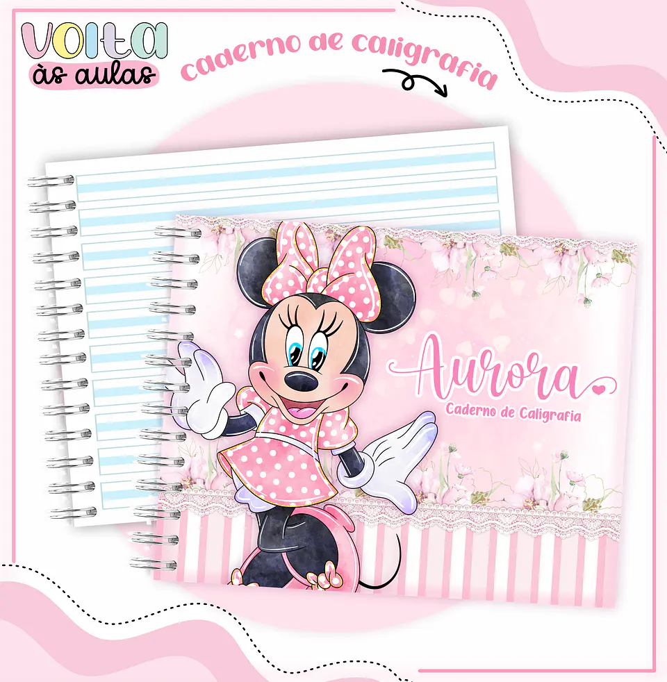 ARQUIVO ENCADERNAÇÃO KIT ESCOLAR MINNIE ROSA - LINA CRIATIVA 7