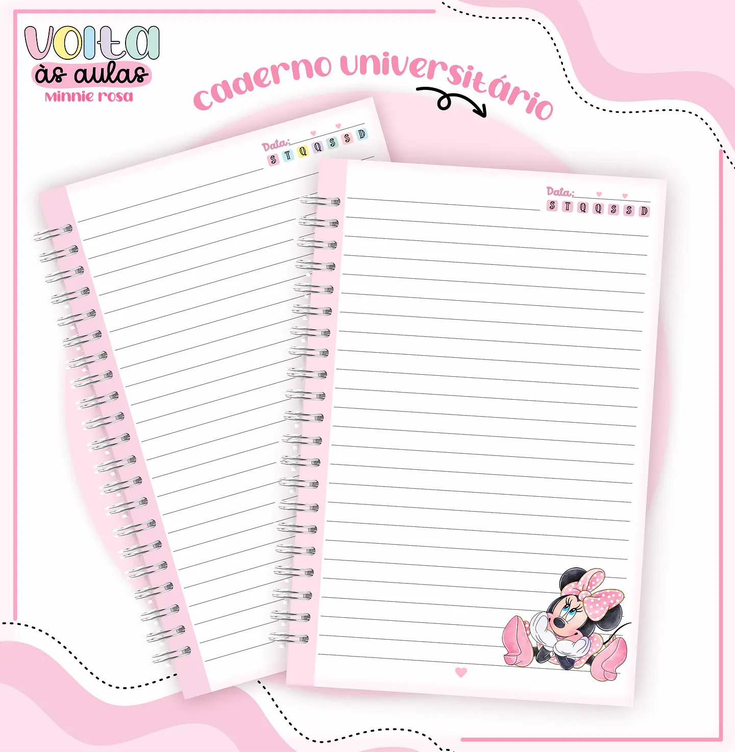 ARQUIVO ENCADERNAÇÃO KIT ESCOLAR MINNIE ROSA - LINA CRIATIVA 8