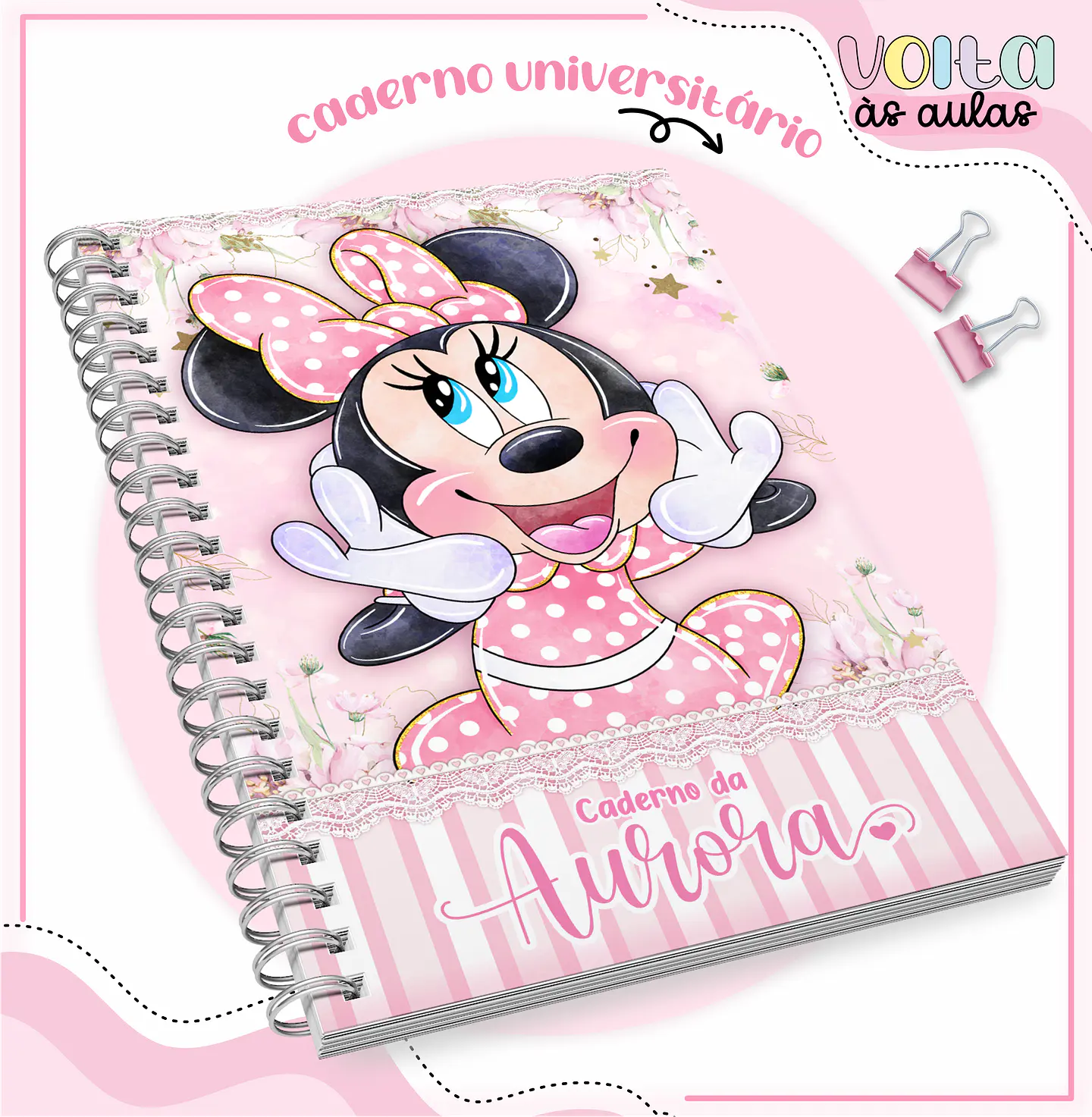 ARQUIVO ENCADERNAÇÃO KIT ESCOLAR MINNIE ROSA - LINA CRIATIVA 9