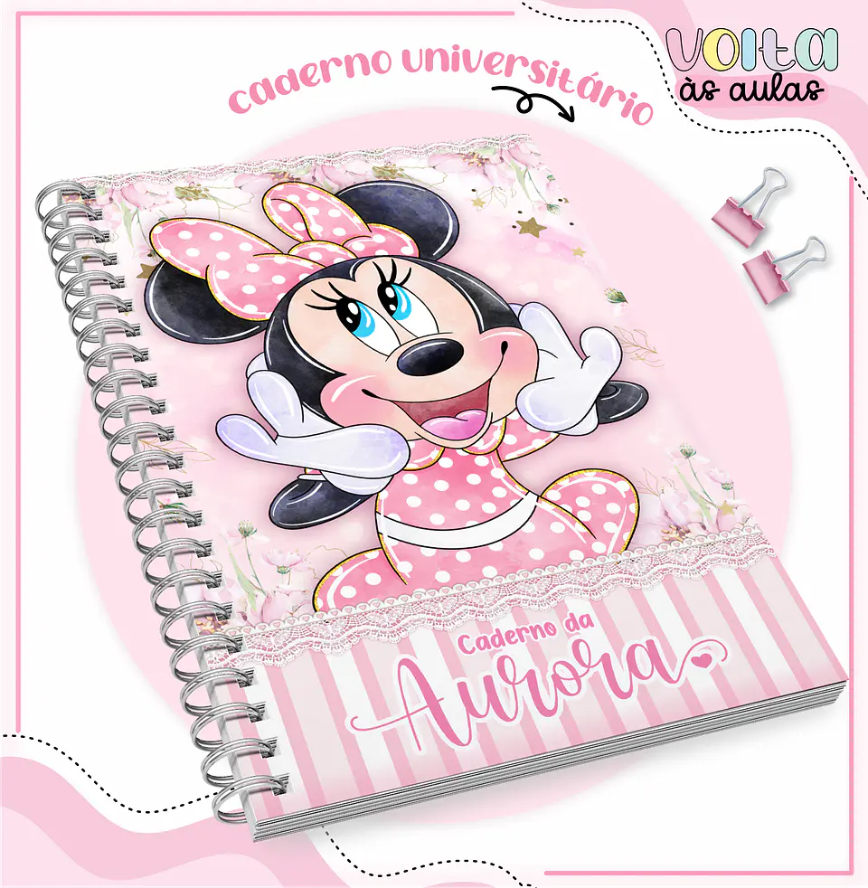 ARQUIVO ENCADERNAÇÃO KIT ESCOLAR MINNIE ROSA - LINA CRIATIVA 9