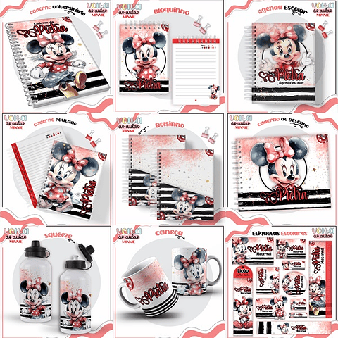 ARQUIVO ENCADERNAÇÃO KIT ESCOLAR MINNE VERMELHA - LINA CRIATIVA