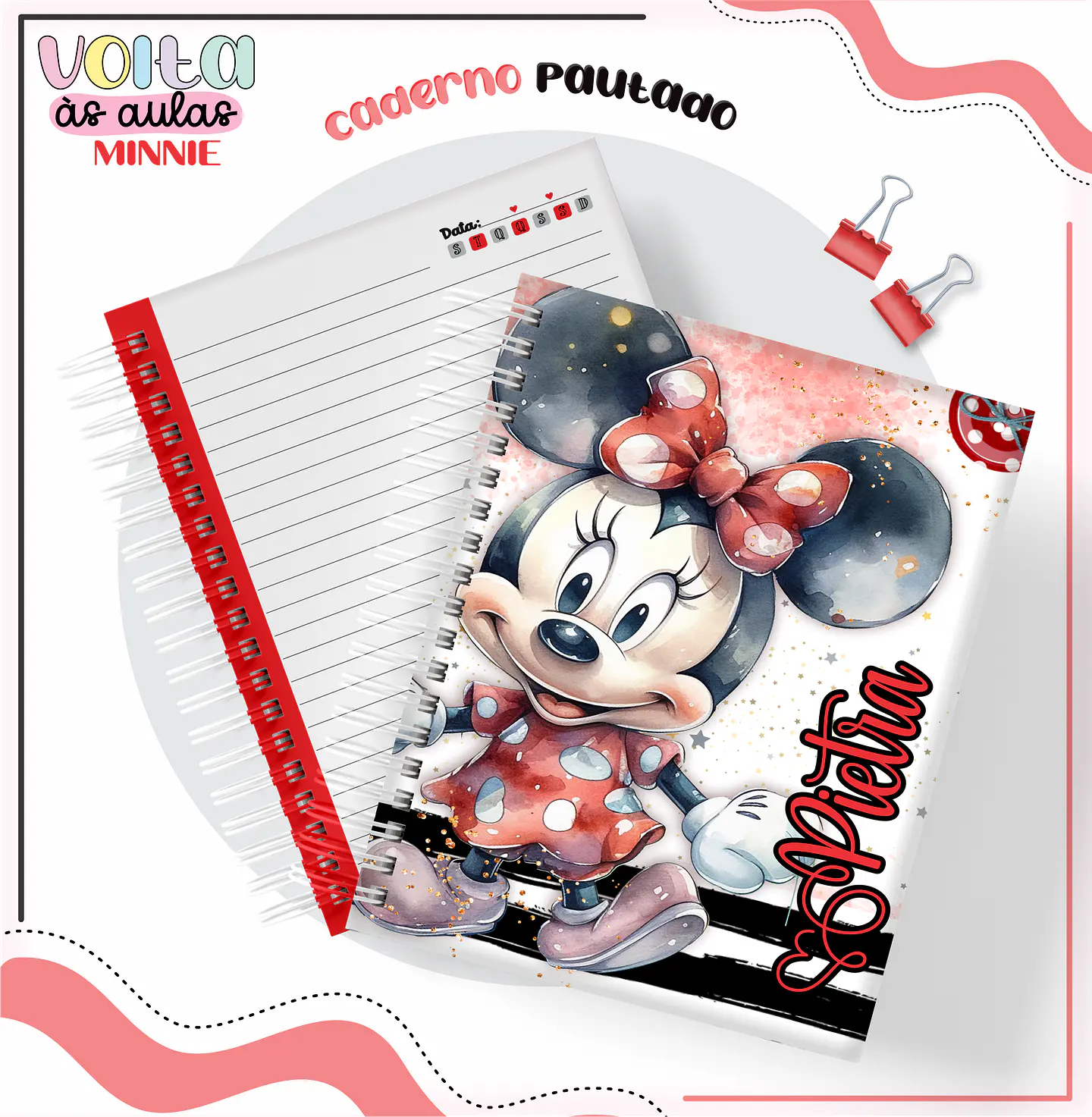 ARQUIVO ENCADERNAÇÃO KIT ESCOLAR MINNE VERMELHA - LINA CRIATIVA 2