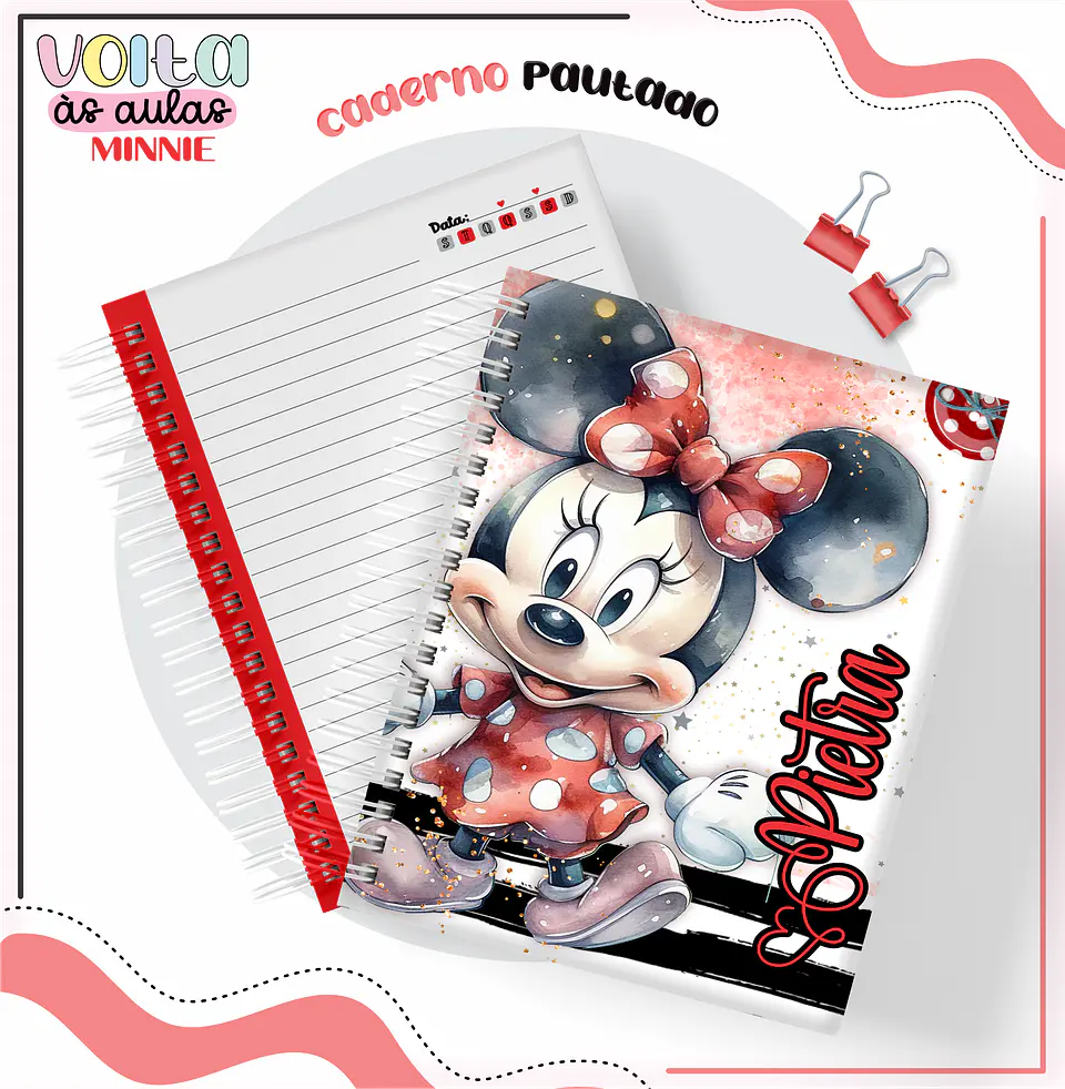 ARQUIVO ENCADERNAÇÃO KIT ESCOLAR MINNE VERMELHA - LINA CRIATIVA 2