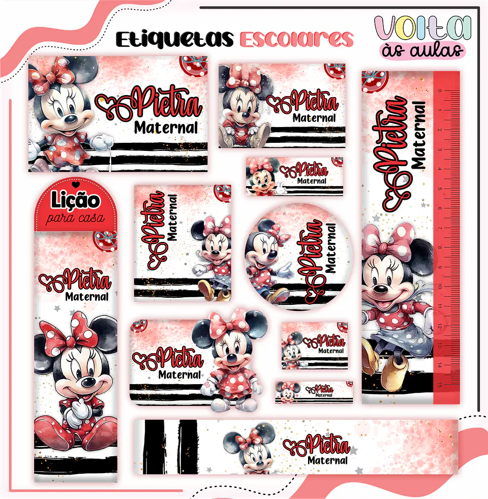 ARQUIVO ENCADERNAÇÃO KIT ESCOLAR MINNE VERMELHA - LINA CRIATIVA 12