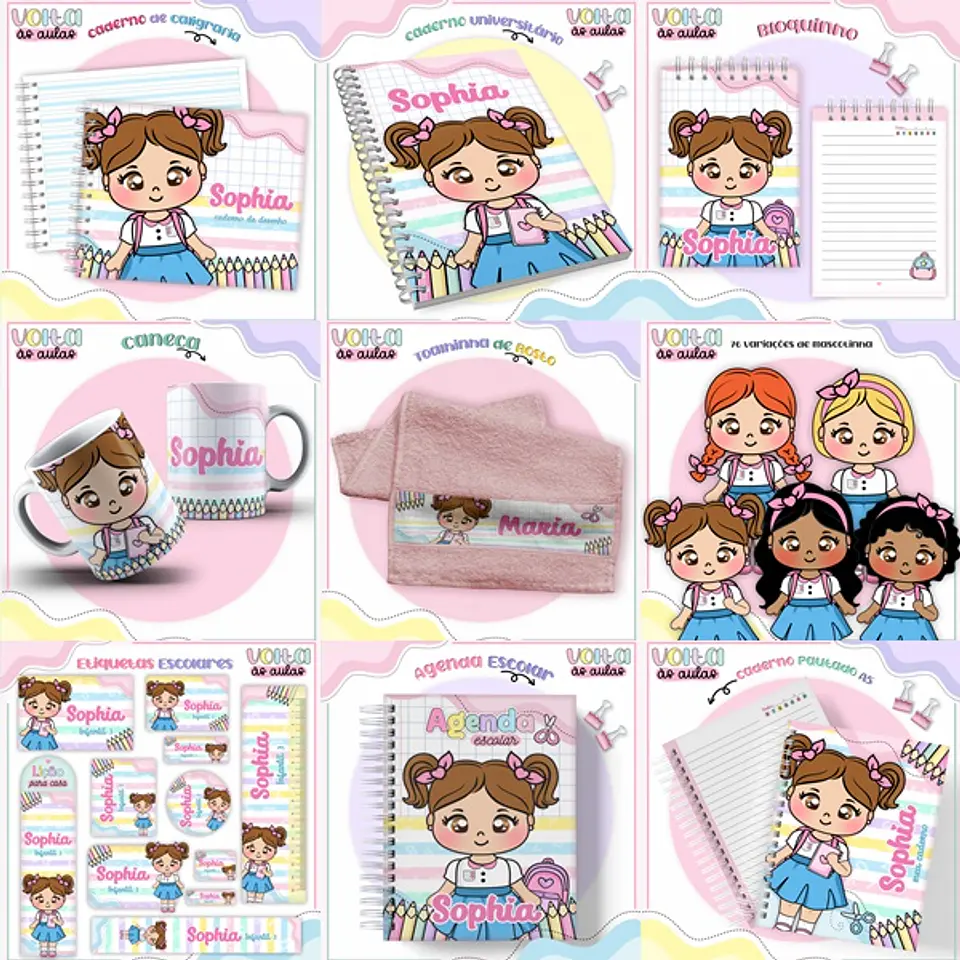 ARQUIVO ENCADERNAÇÃO KIT ESCOLAR ALUNINHAS - LINA CRIATIVA 1